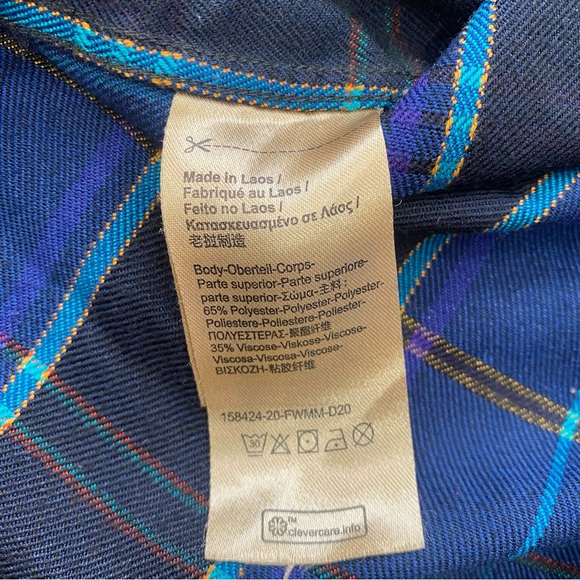 Scotch & Soda Long Sleeve Button Up Shirt Mens Large Checkered Purple - Picture 9 of 12